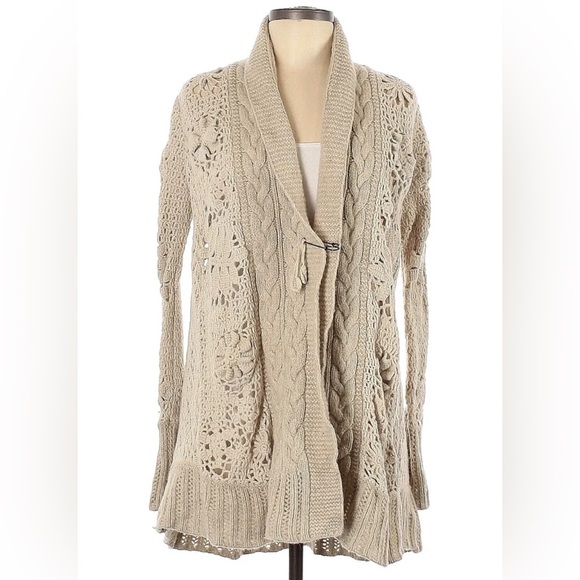 Angel Of The North Sweaters - New Anthropologie Angel of the North Cardigan Sweater Ivory Lambs Wool L